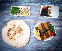 Meat and chicken kebab meal